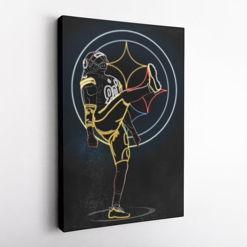 T. J. Watt Neon Canvas Art | Steelers Wall Decor