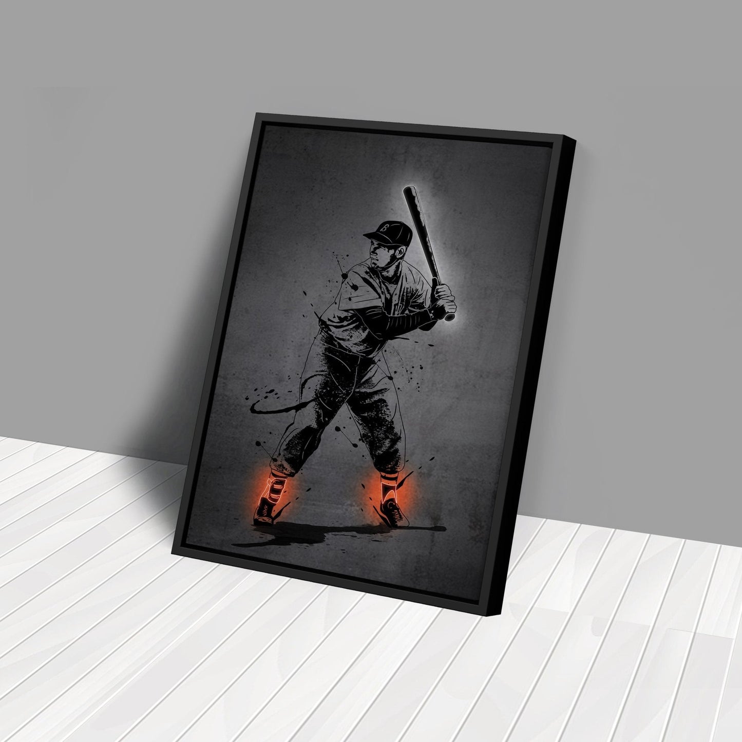 Ted Williams Neon Canvas Art | Modern Wall Decor for Red Sox Fans