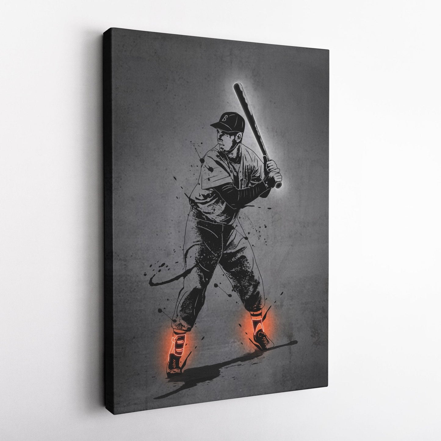 Ted Williams Neon Canvas Art | Modern Wall Decor for Red Sox Fans