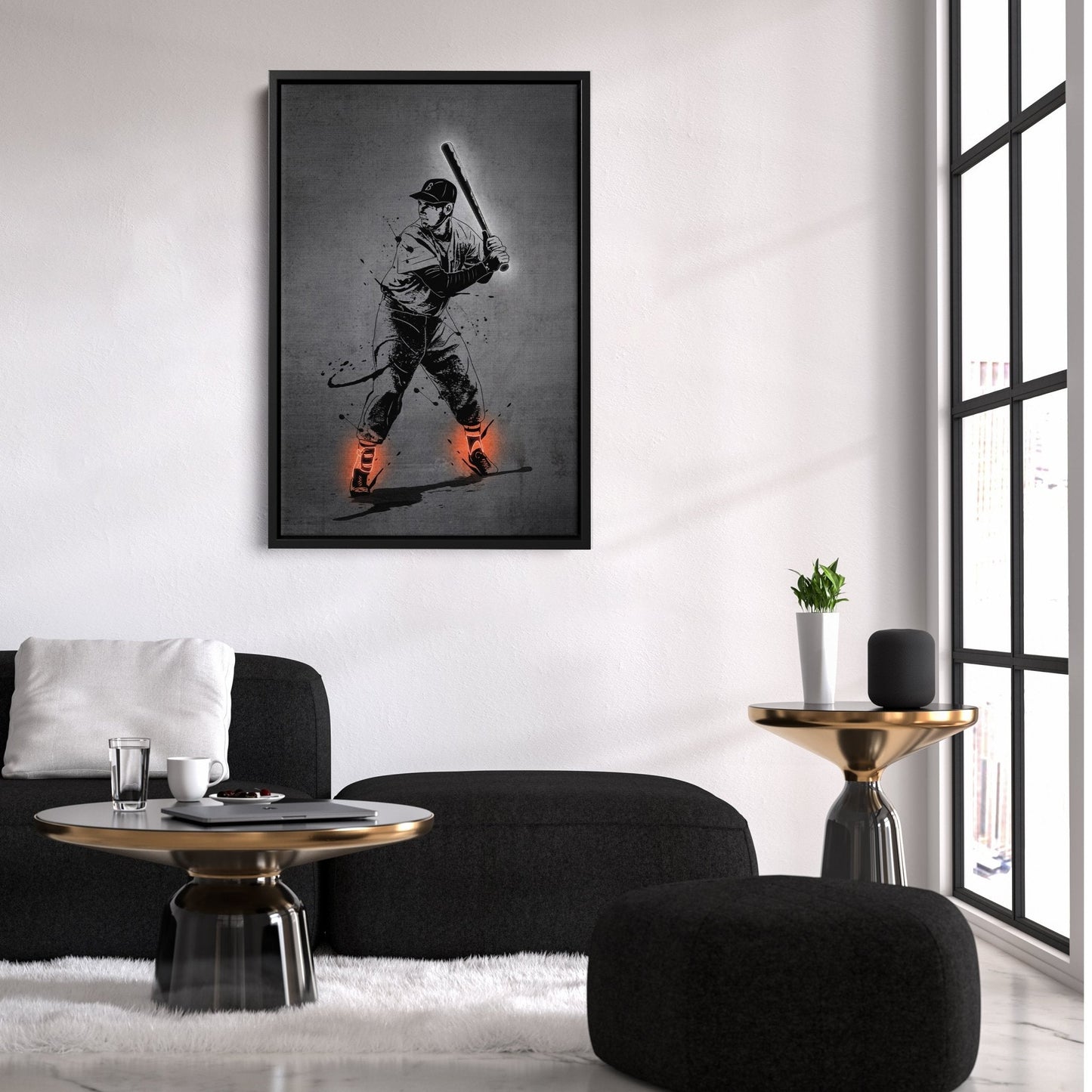Ted Williams Neon Canvas Art | Modern Wall Decor for Red Sox Fans