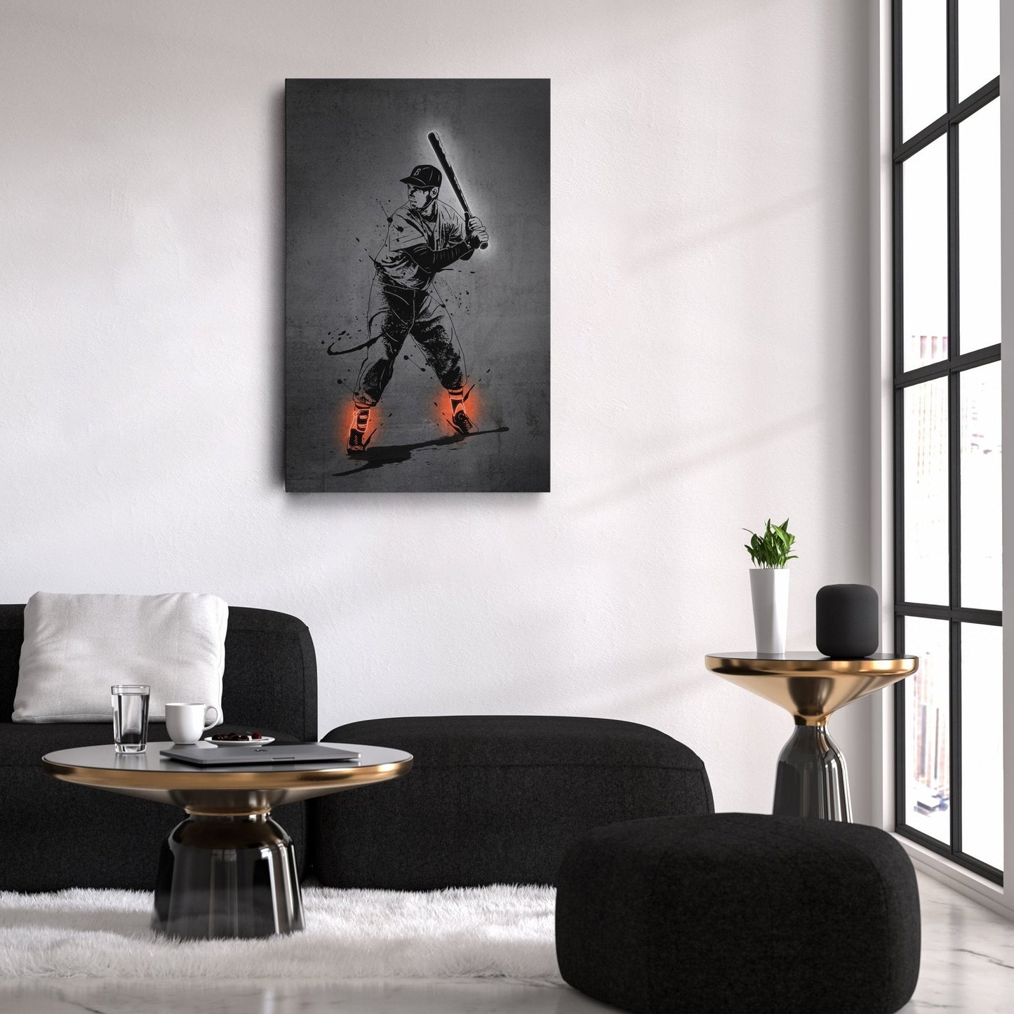 Ted Williams Neon Canvas Art | Modern Wall Decor for Red Sox Fans