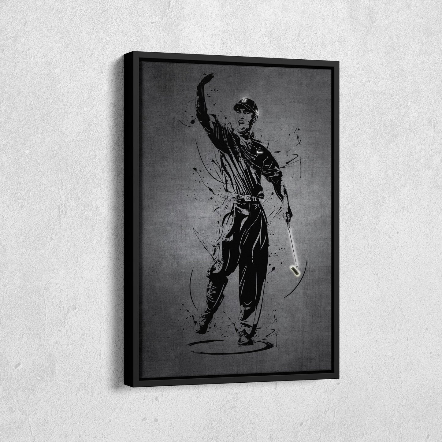 Tiger Woods Neon Canvas Art | Modern Wall Decor for Golf Fans