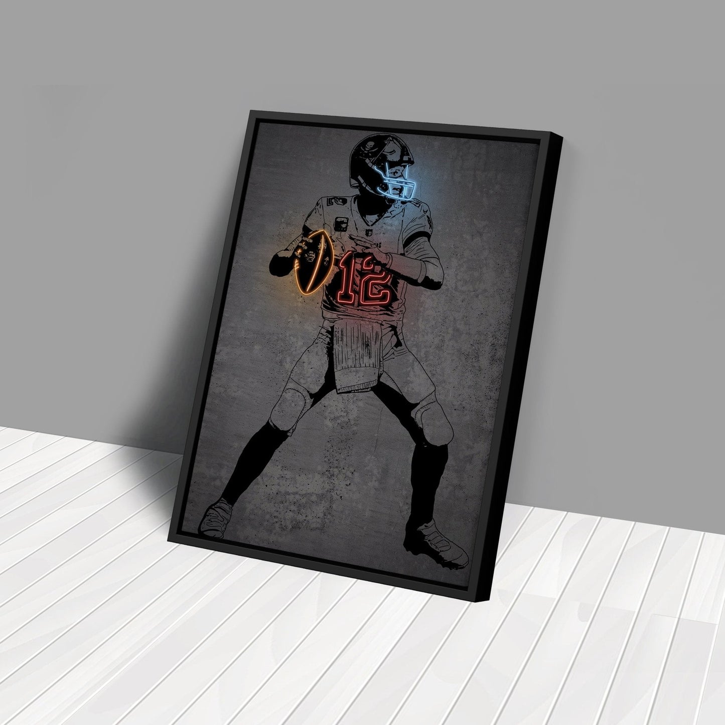 Tom Brady Neon Canvas Art | Modern Wall Decor for Buccaneers Fans