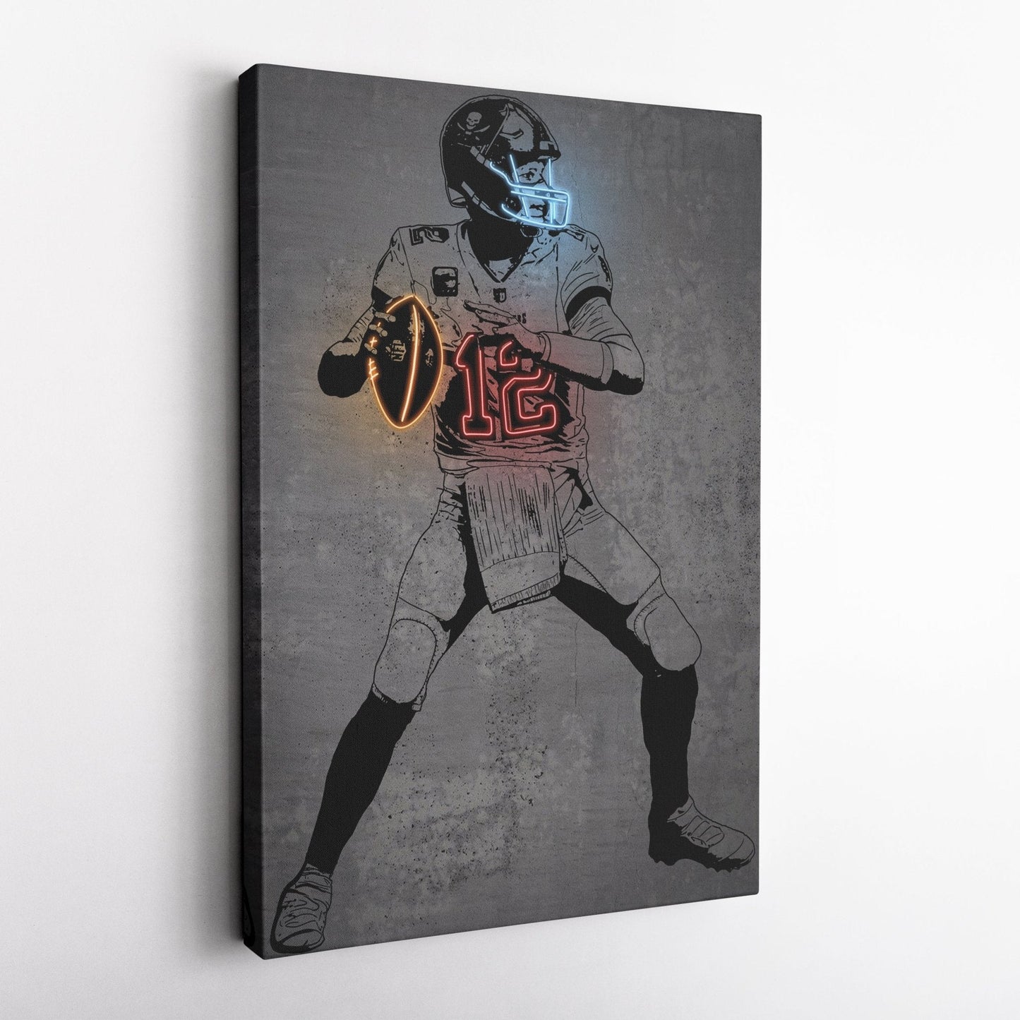 Tom Brady Neon Canvas Art | Modern Wall Decor for Buccaneers Fans