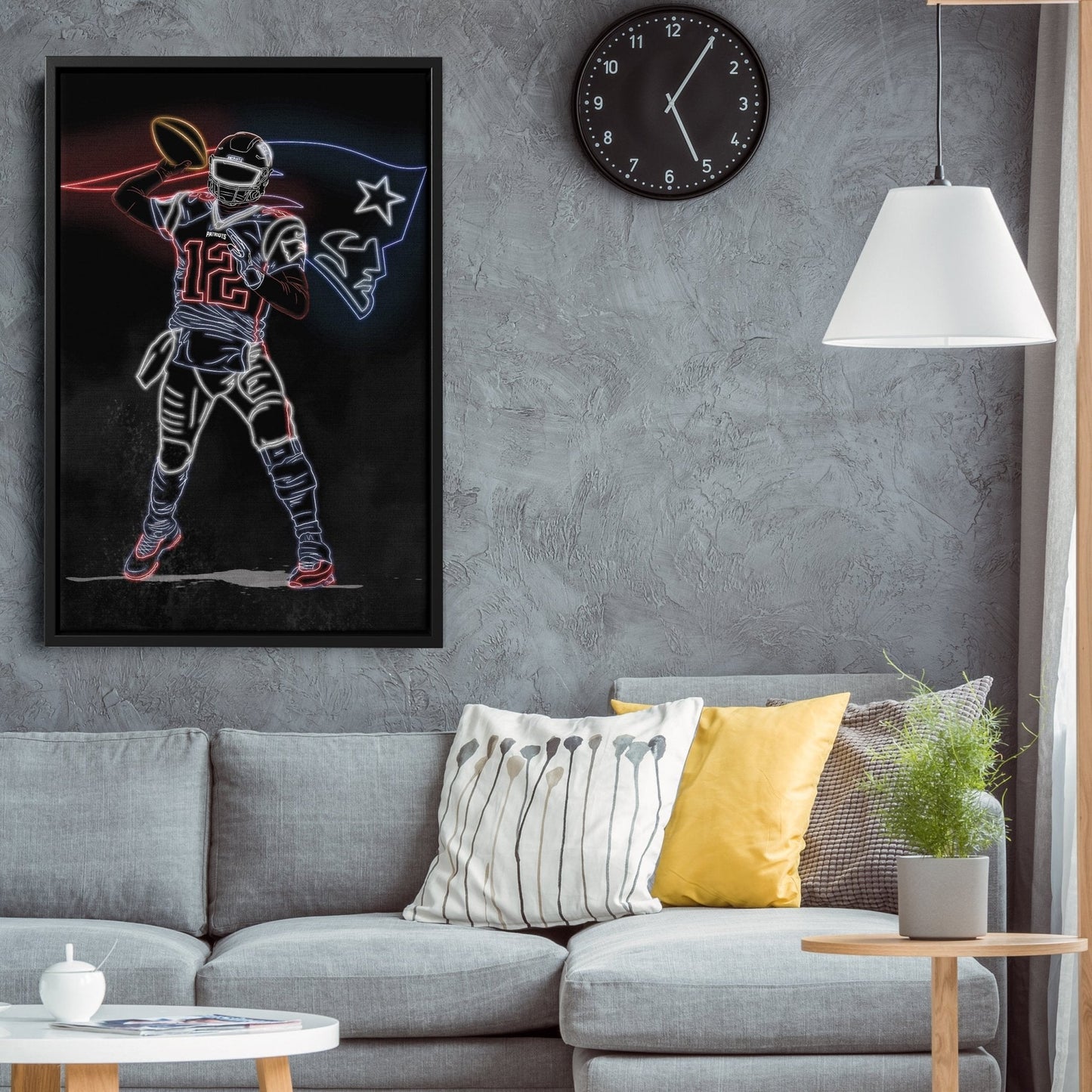 Tom Brady Neon Canvas Art | Patriots Wall Decor