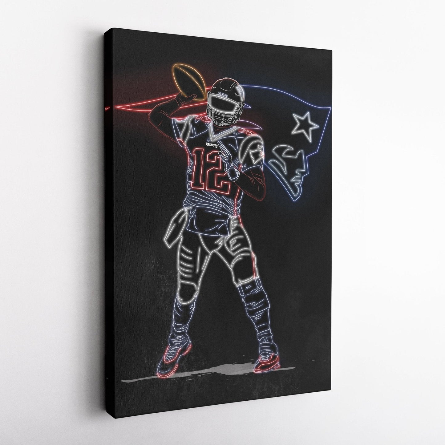 Tom Brady Neon Canvas Art | Patriots Wall Decor