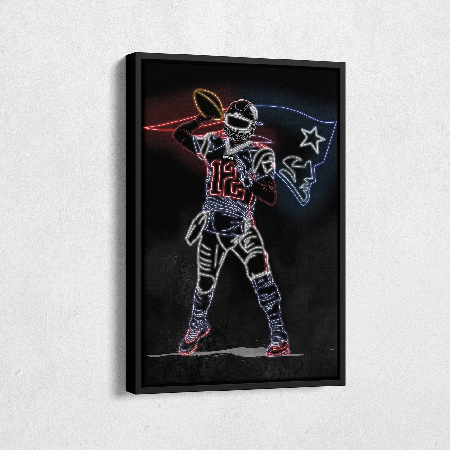 Tom Brady Neon Canvas Art | Patriots Wall Decor