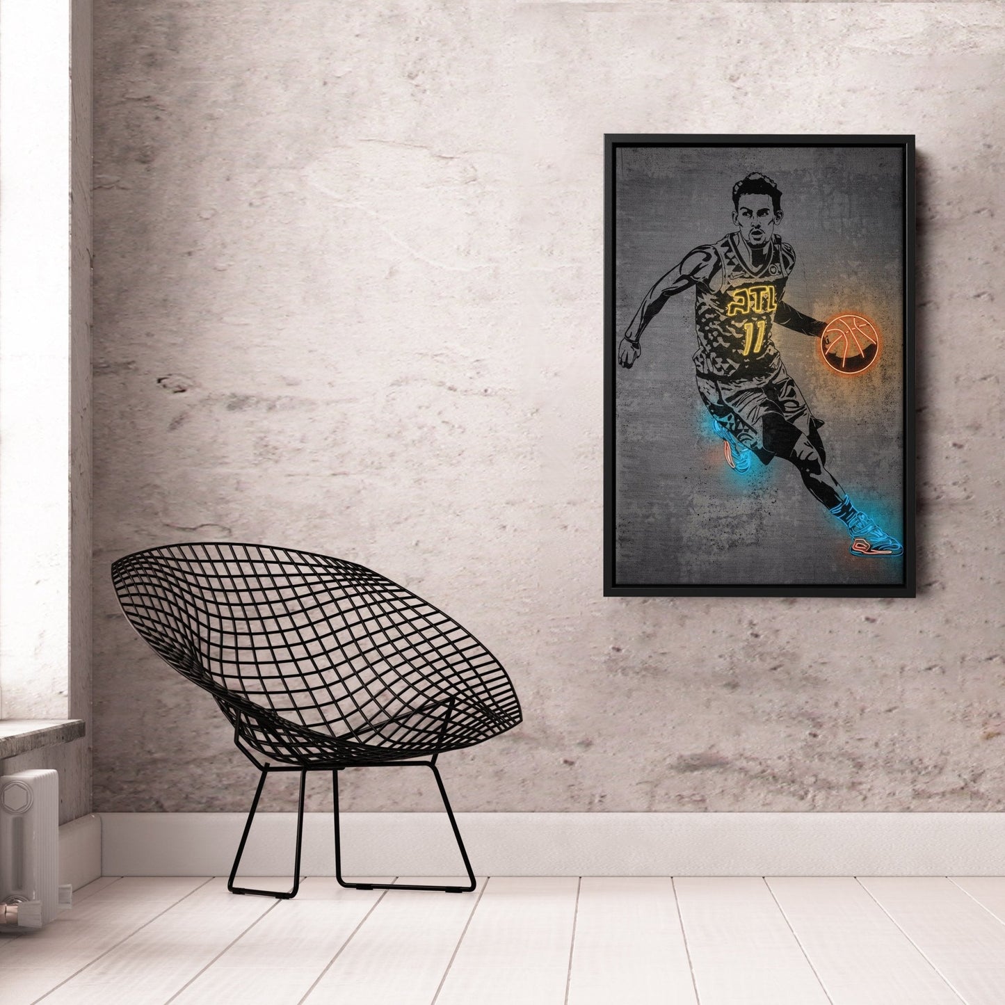 Trae Young Neon Canvas Art | Modern Wall Decor for Hawks Fans