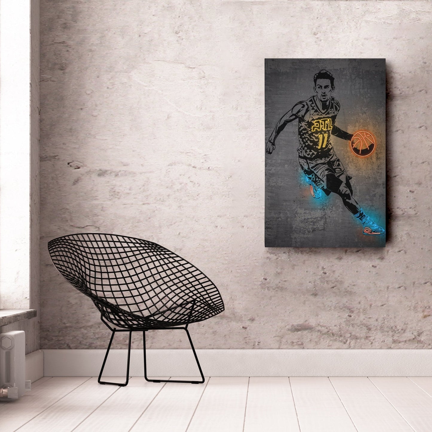 Trae Young Neon Canvas Art | Modern Wall Decor for Hawks Fans