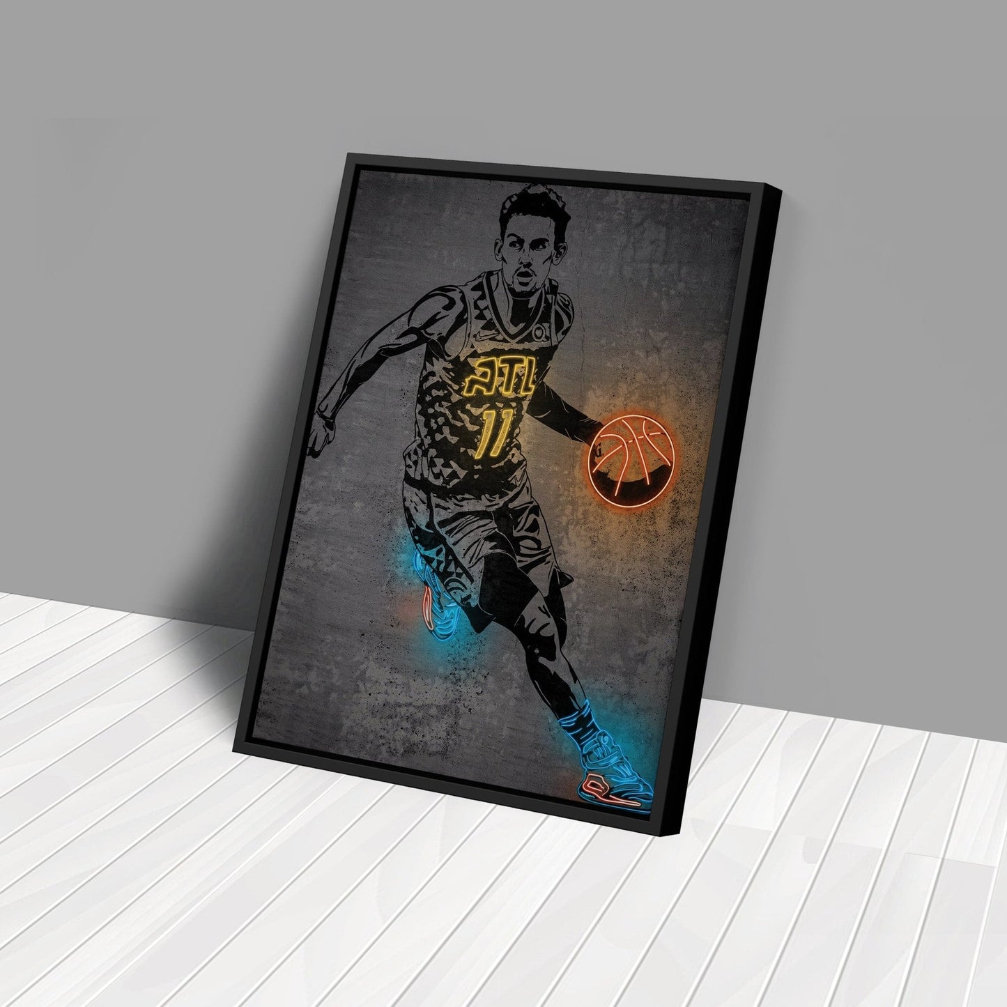 Trae Young Neon Canvas Art | Modern Wall Decor for Hawks Fans