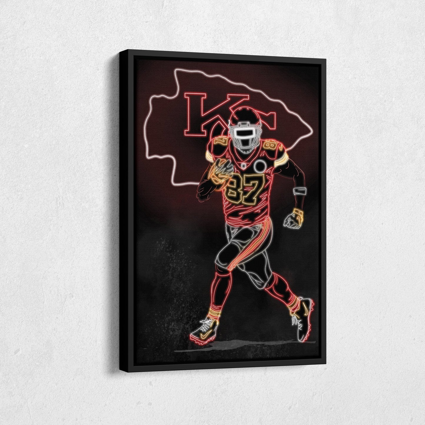 Travis Kelce Neon Canvas Art | Chiefs Wall Decor