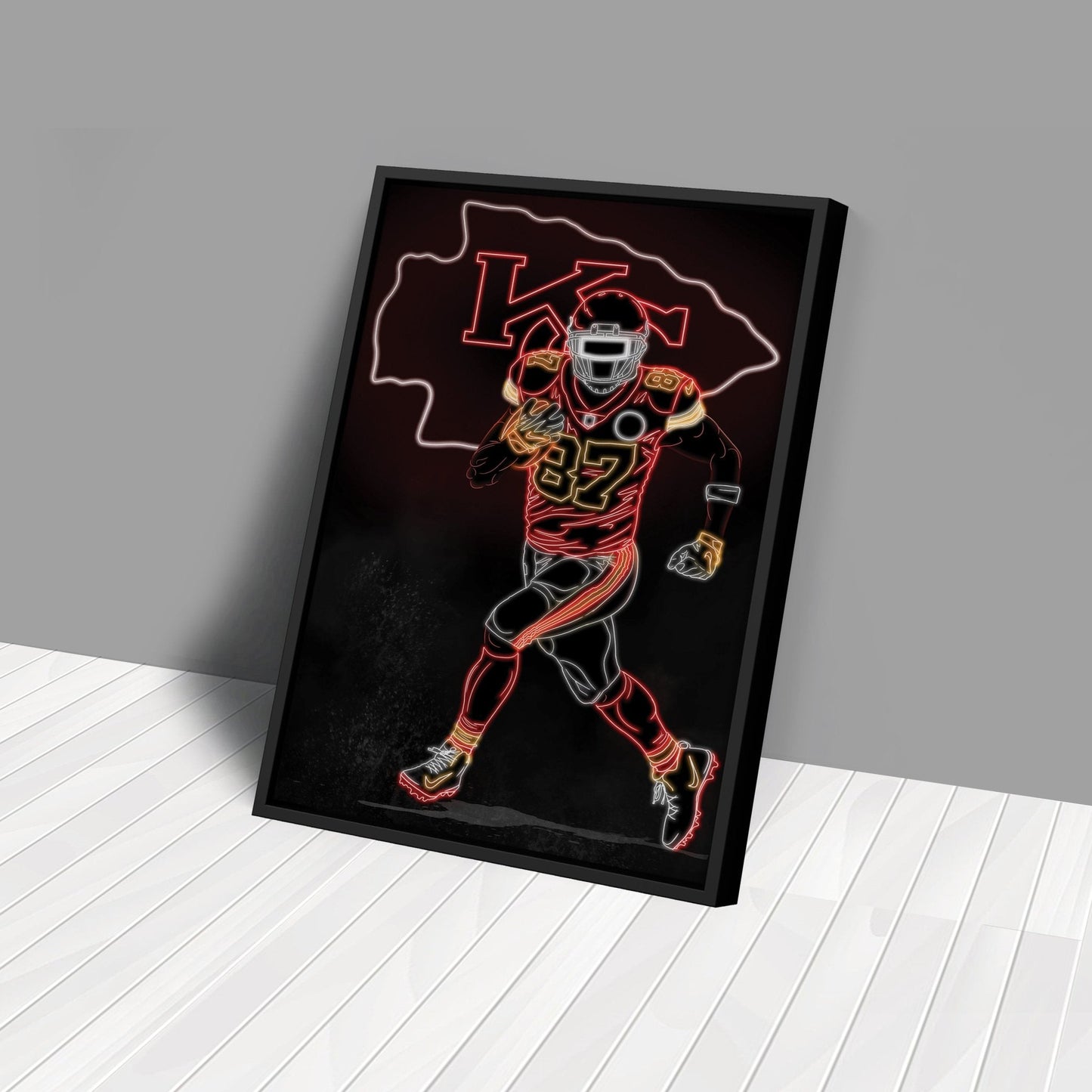 Travis Kelce Neon Canvas Art | Chiefs Wall Decor