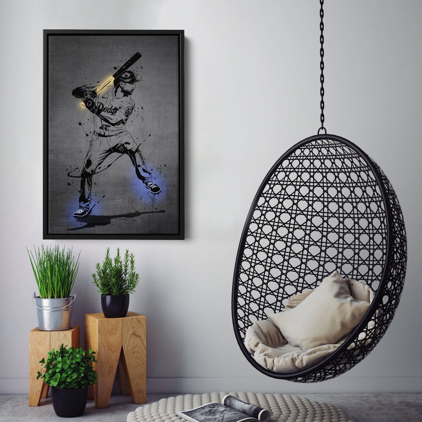 Trea Turner Neon Canvas Art | Modern Wall Decor for Dodgers Fans