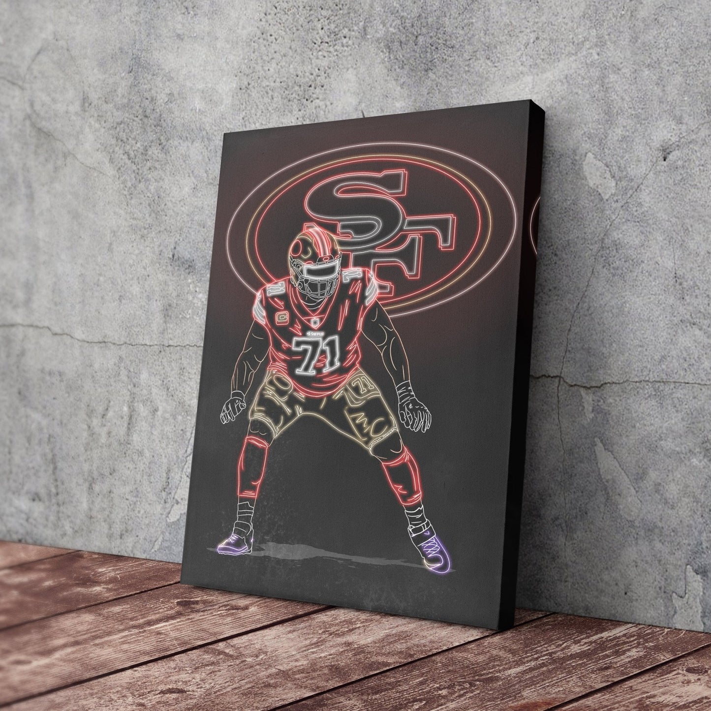 Trent Williams Neon Canvas Art | 49ers Wall Decor