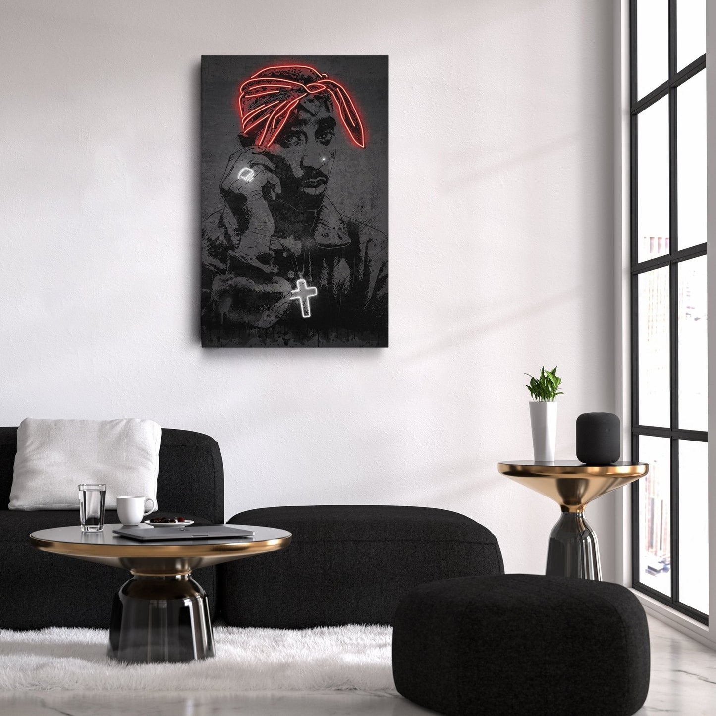 Tupac Neon Canvas Art | Music Wall Decor