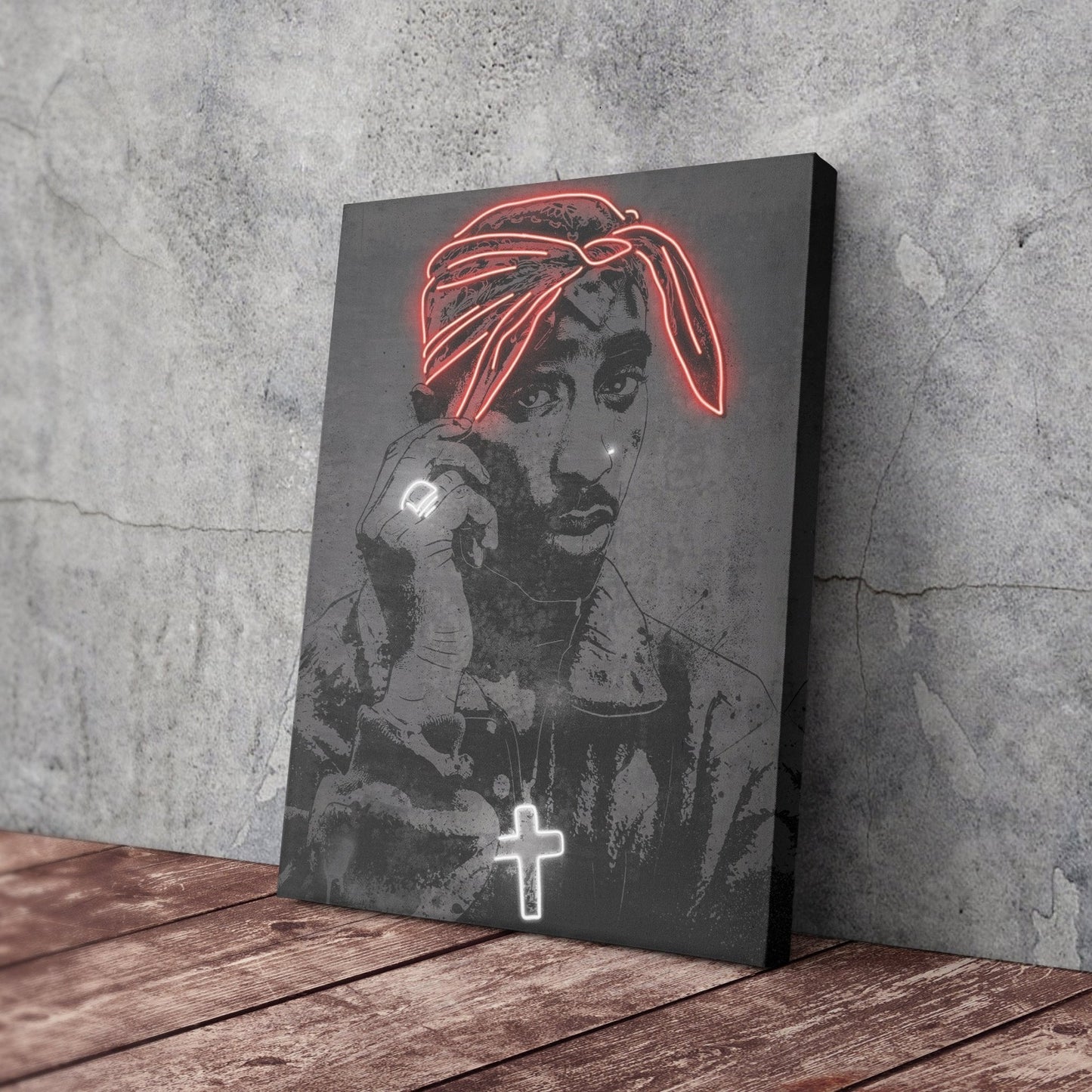 Tupac Neon Canvas Art | Music Wall Decor