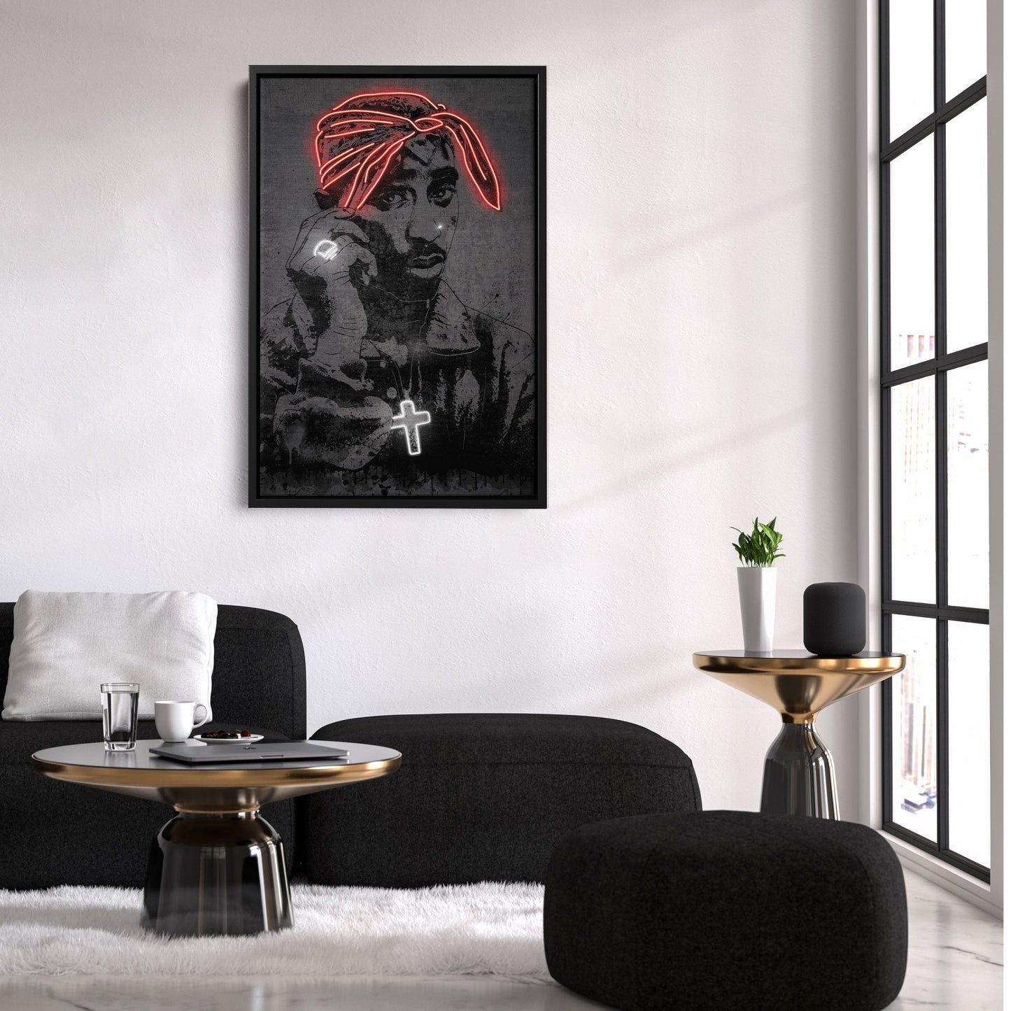 Tupac Neon Canvas Art | Music Wall Decor