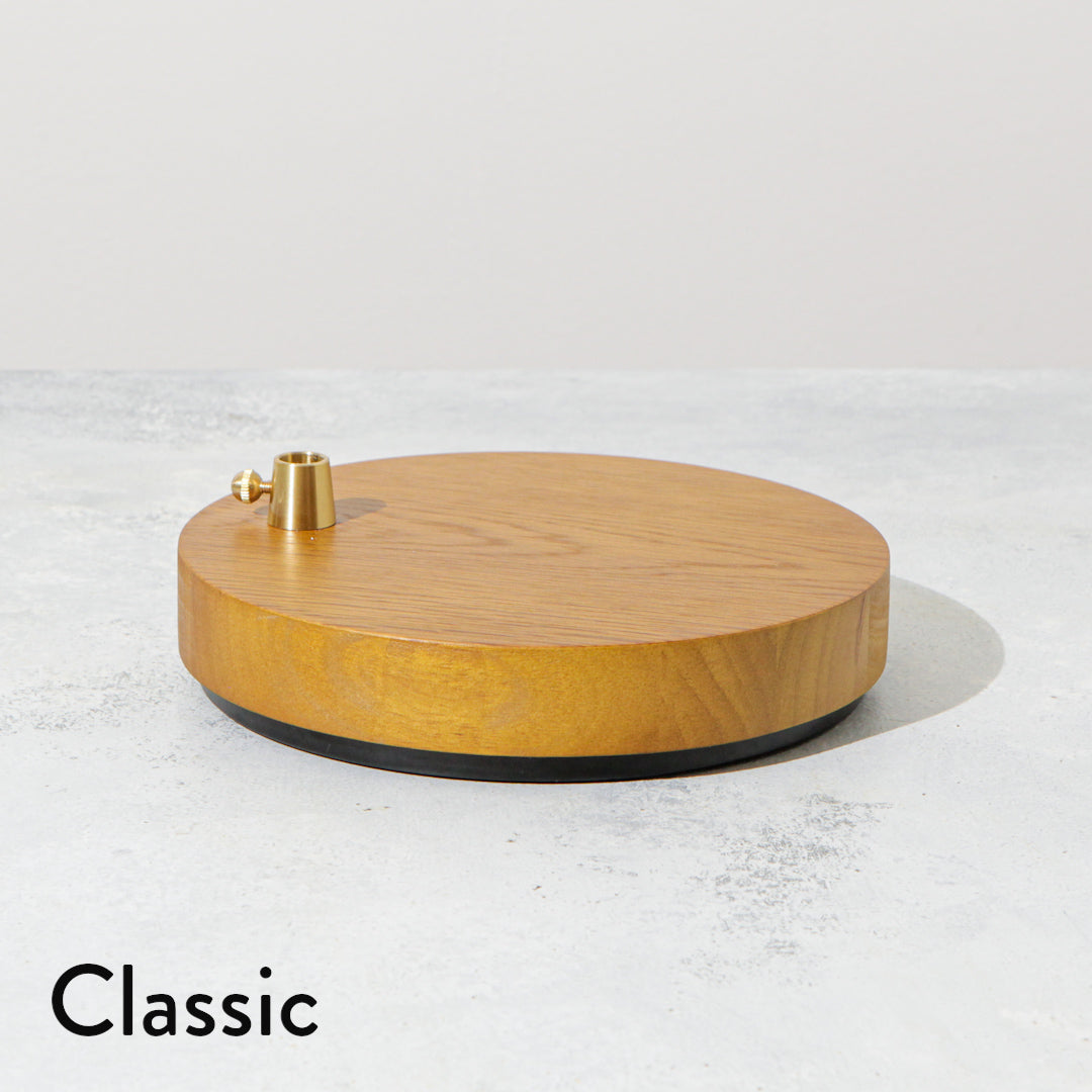 White Canvas Lamp with Weighted Wooden Base
