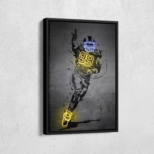 Aaron Donald Neon Canvas Art | Modern Wall Decor for Rams Fans
