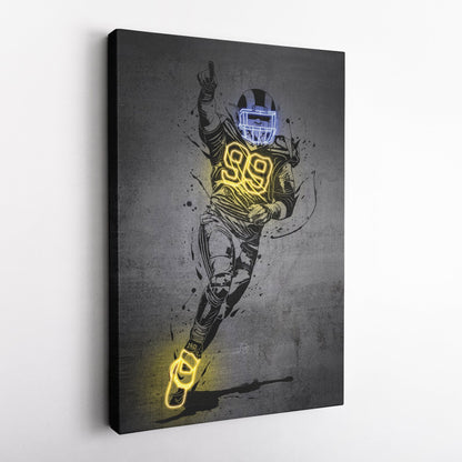 Aaron Donald Neon Canvas Art | Modern Wall Decor for Rams Fans