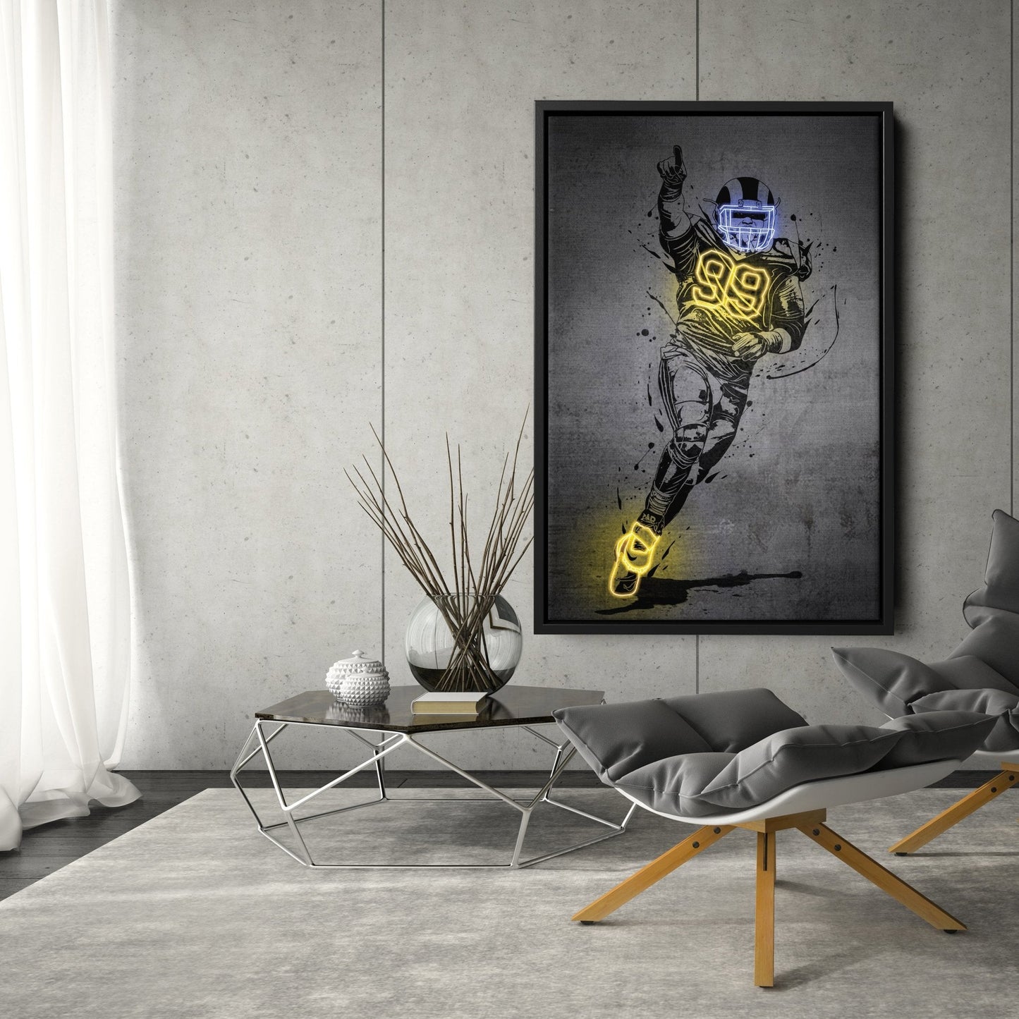 Aaron Donald Neon Canvas Art | Modern Wall Decor for Rams Fans