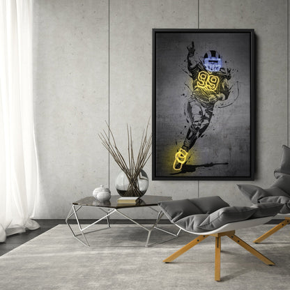 Aaron Donald Neon Canvas Art | Modern Wall Decor for Rams Fans