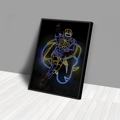 Aaron Donald Neon Canvas Art | Rams Wall Decor