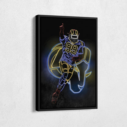 Aaron Donald Neon Canvas Art | Rams Wall Decor