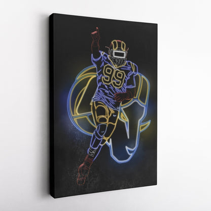 Aaron Donald Neon Canvas Art | Rams Wall Decor