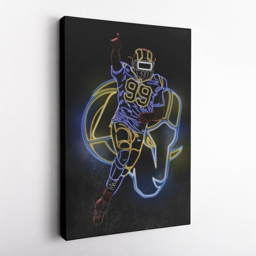 Aaron Donald Neon Canvas Art | Rams Wall Decor