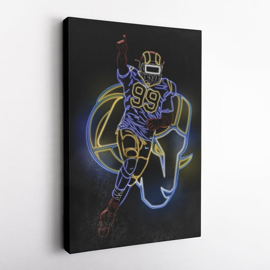 Aaron Donald Neon Canvas Art | Rams Wall Decor