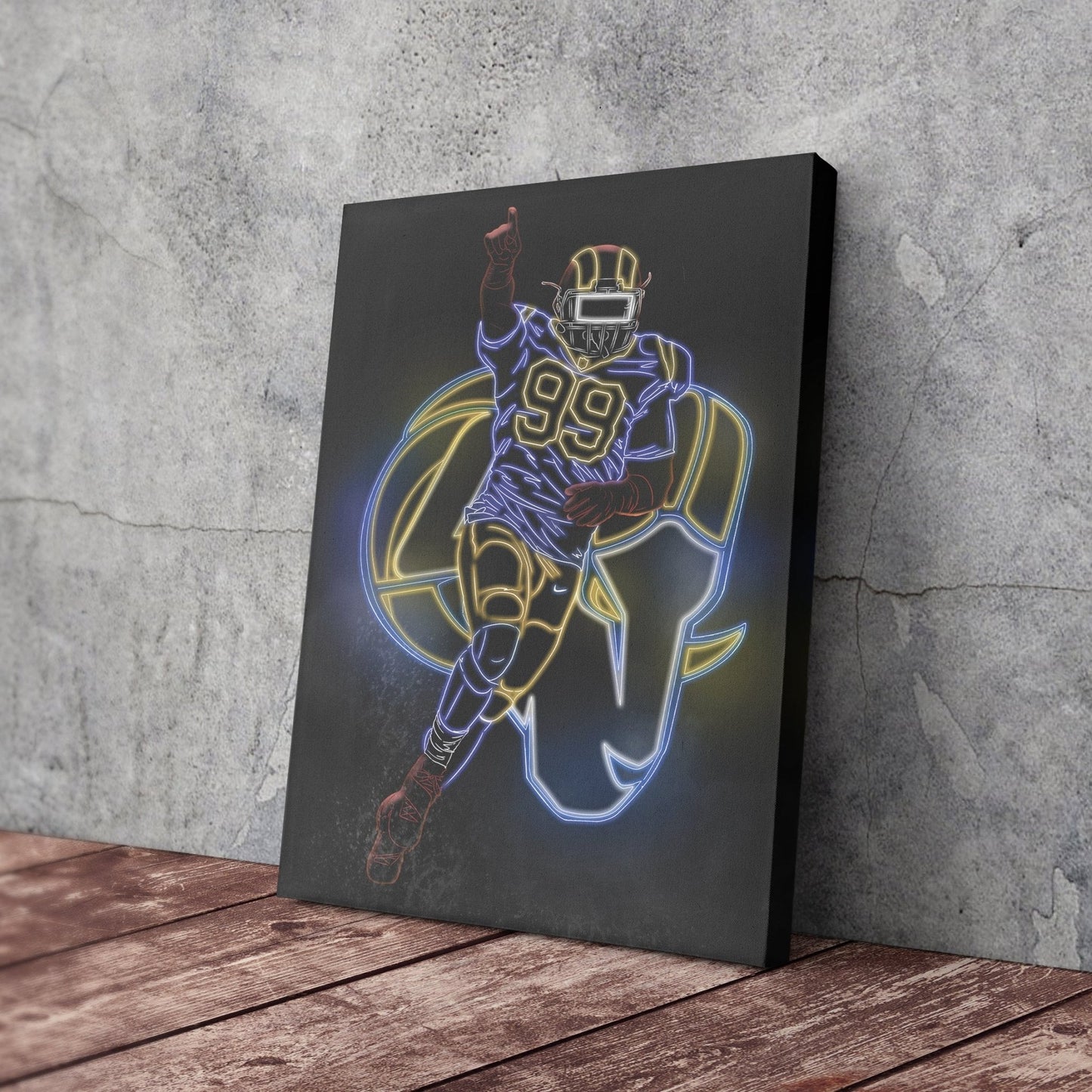 Aaron Donald Neon Canvas Art | Rams Wall Decor
