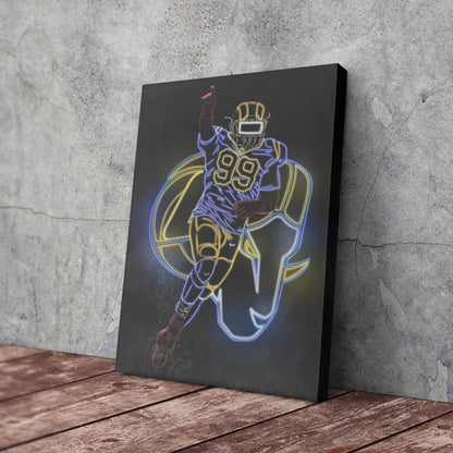 Aaron Donald Neon Canvas Art | Rams Wall Decor