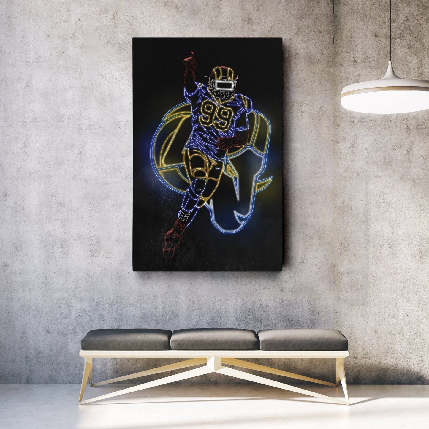Aaron Donald Neon Canvas Art | Rams Wall Decor