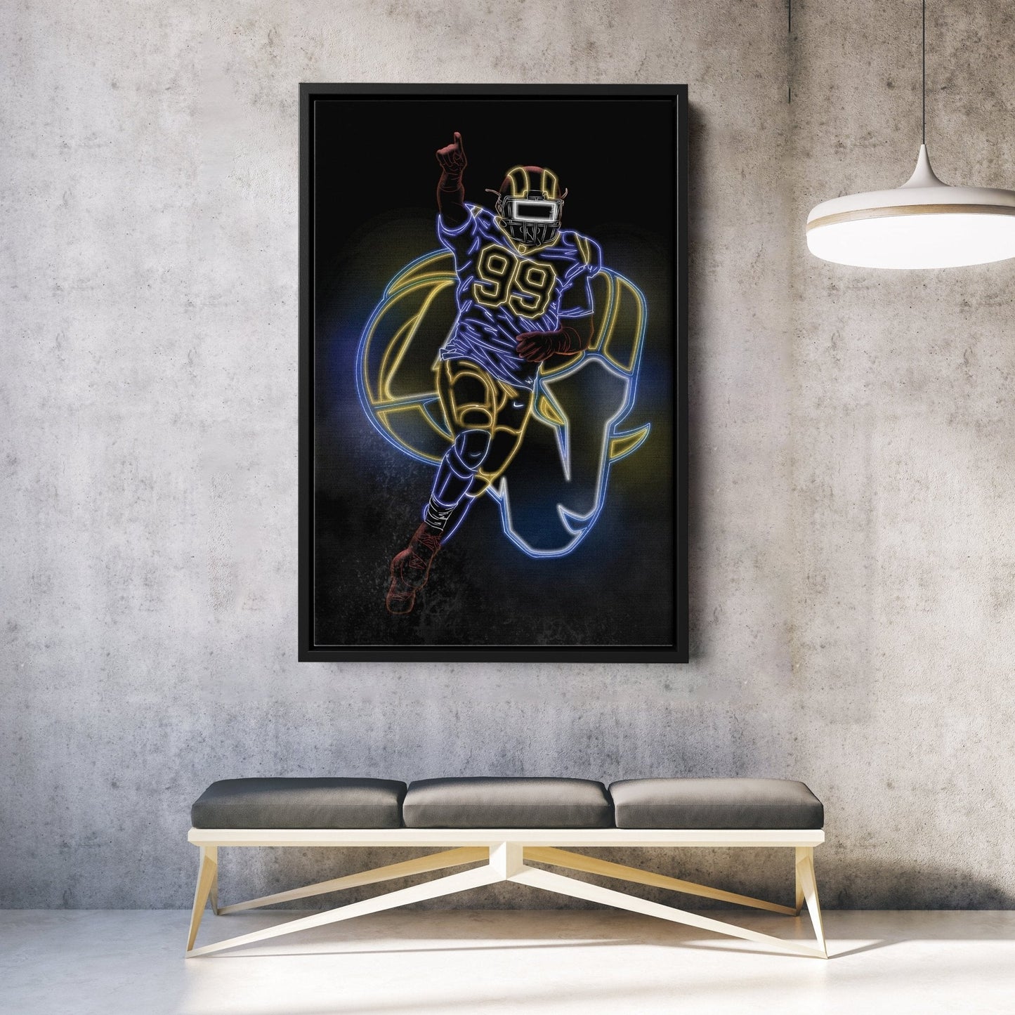 Aaron Donald Neon Canvas Art | Rams Wall Decor