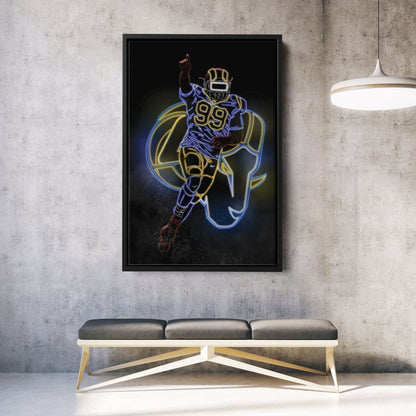 Aaron Donald Neon Canvas Art | Rams Wall Decor
