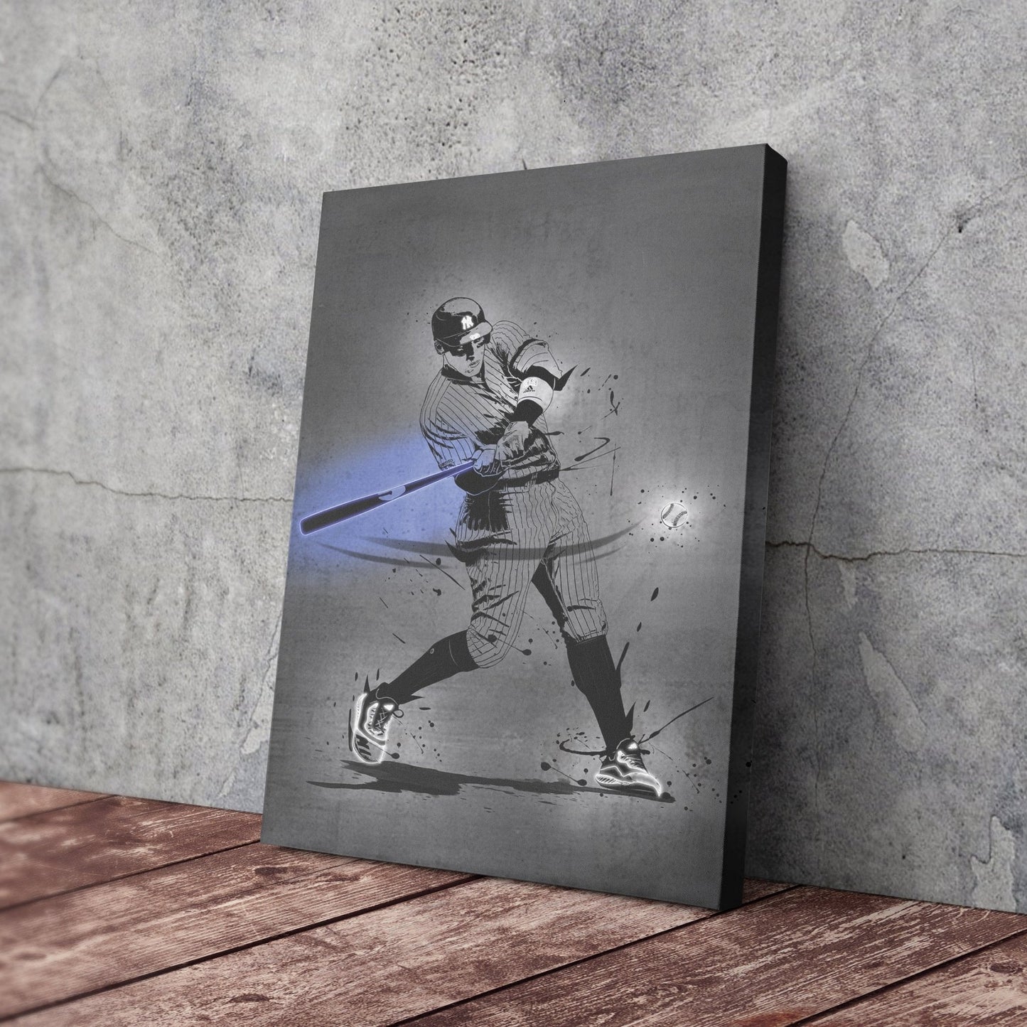 Aaron Judge Neon Canvas Art | Modern Wall Decor for Yankees Fans