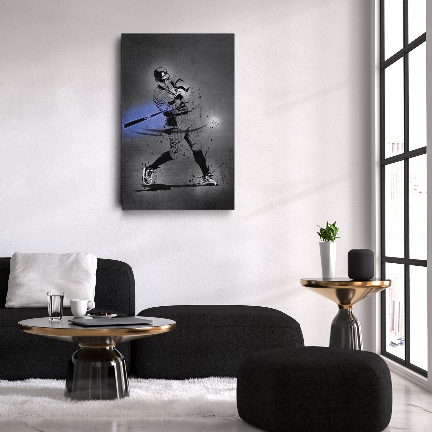 Aaron Judge Neon Canvas Art | Modern Wall Decor for Yankees Fans