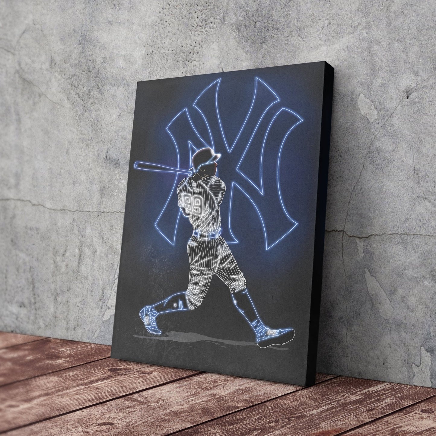 Aaron Judge Neon Canvas Art | Yankees Wall Decor