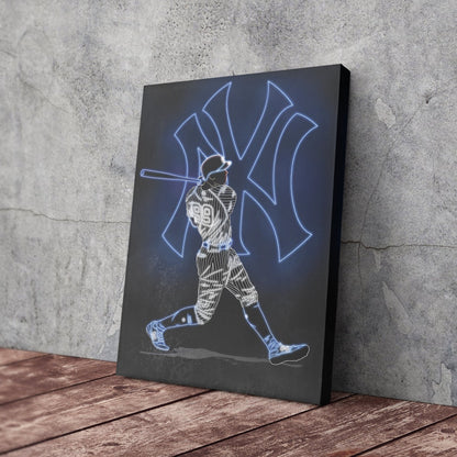 Aaron Judge Neon Canvas Art | Yankees Wall Decor