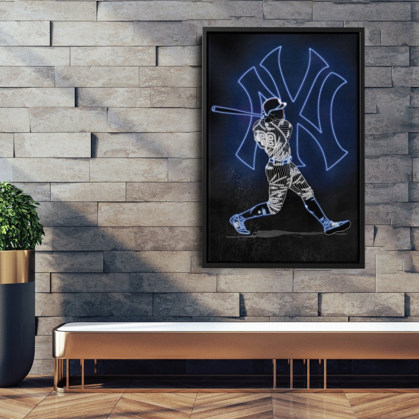 Aaron Judge Neon Canvas Art | Yankees Wall Decor