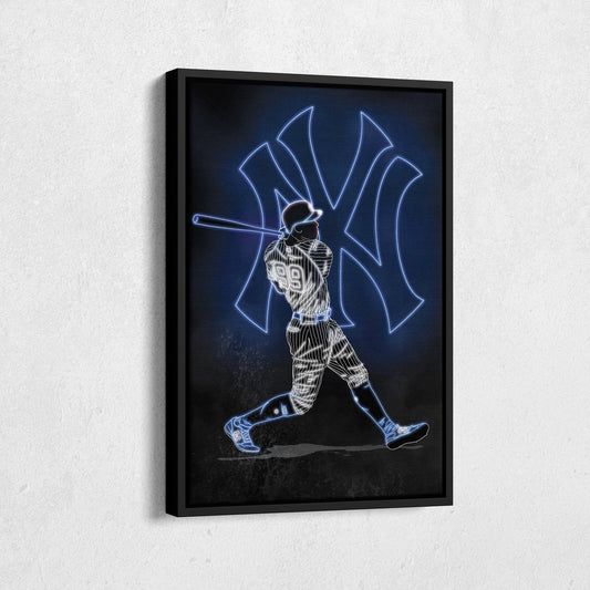 Aaron Judge Neon Canvas Art | Yankees Wall Decor
