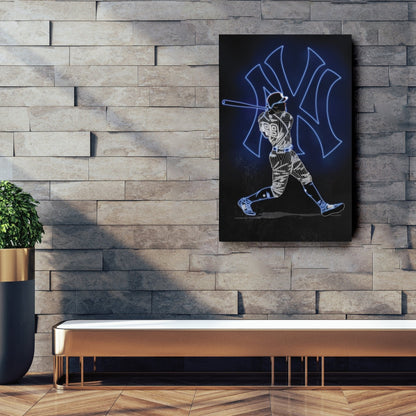 Aaron Judge Neon Canvas Art | Yankees Wall Decor