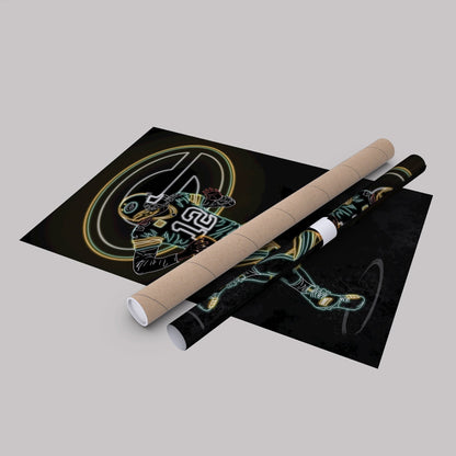 Aaron Rodgers Neon Canvas Art | Packers Wall Decor