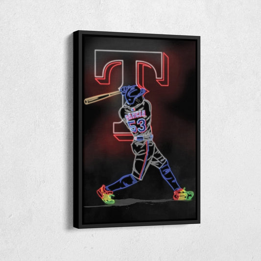 Adolis Garcia Neon Canvas Art | Rangers Wall Decor