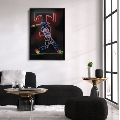 Adolis Garcia Neon Canvas Art | Rangers Wall Decor