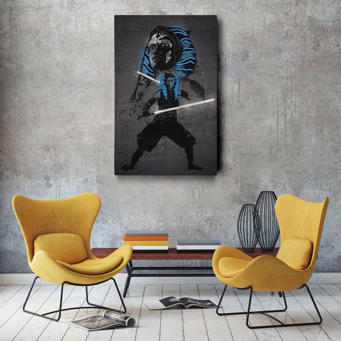 Ahsoka Tano Canvas | Star Wars Neon Wall Art