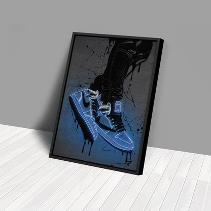 Air Jordan 1 Mid Blue Canvas | Neon Wall Art
