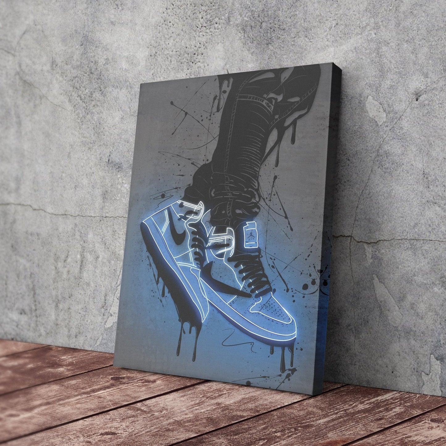 Air Jordan 1 Mid Blue Canvas | Neon Wall Art