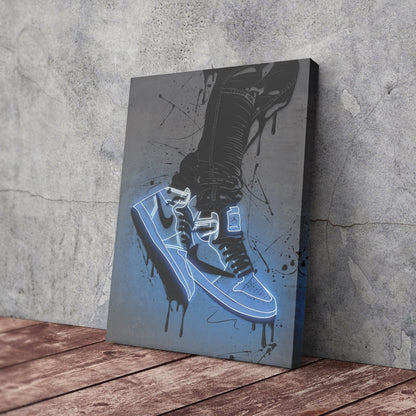 Air Jordan 1 Mid Blue Canvas | Neon Wall Art